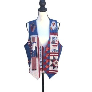 4th of July Patriotic Vest Handmade Womens sz L